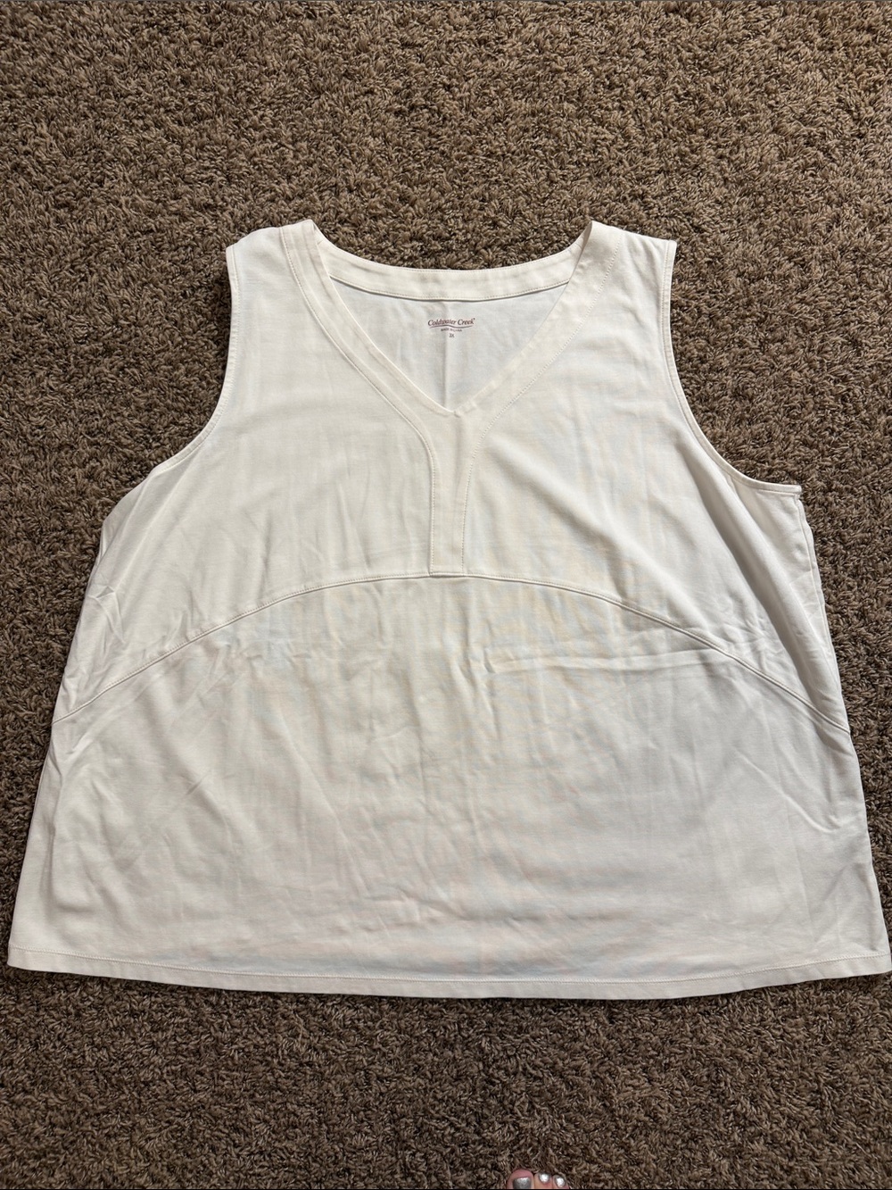 Coldwater Creek Cream V-Neck Sleeveless Knit Tank